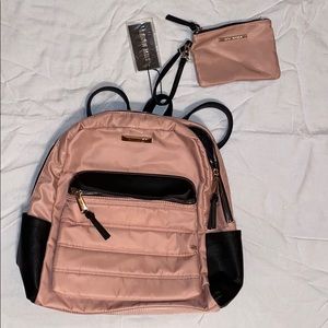 steve madden pink sateen blush backpack & wristlet